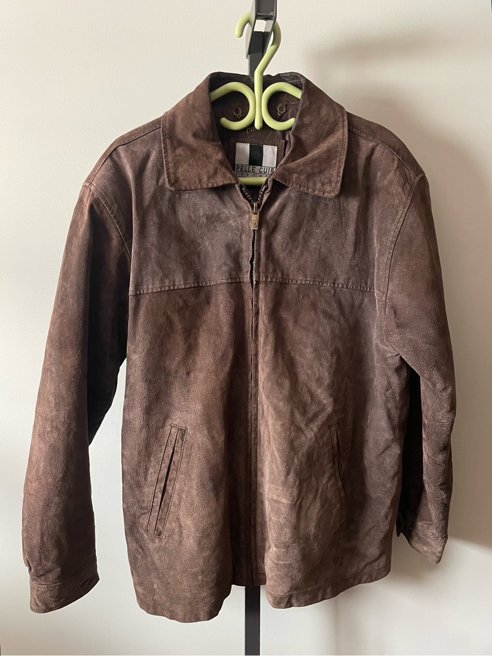 90s Vintage Pelle Cuir Suede Leather Jacket Brown Mens Medium